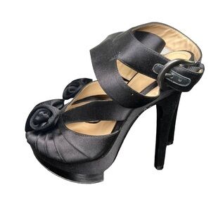Joan & David Black Satin Platform Shoe  7.5